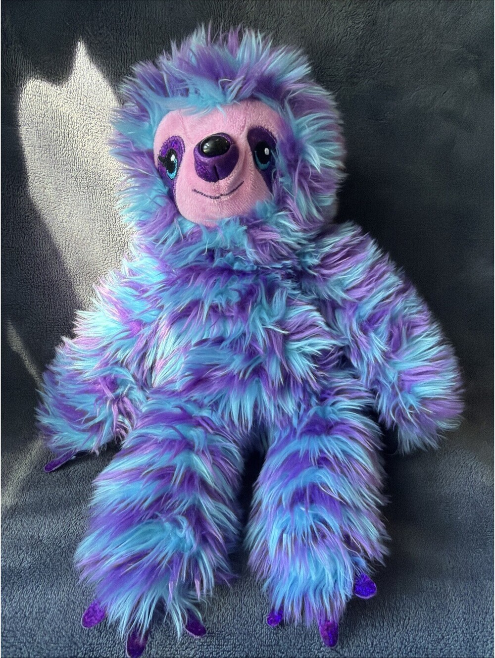 Build A Bear Plush Shaggy SLOTH Blue Purple Animal UNCOMMON great Condition!